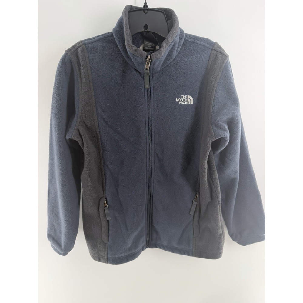 The North Face Jacket Boys Large Blue Gray Fleece Full Zip Logo